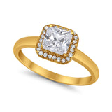 Halo Engagement Ring Simulated Cubic Zirconia 925 Sterling Silver