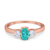 Solitaire Engagement Ring Oval Simulated Cubic Zirconia 925 Sterling Silver