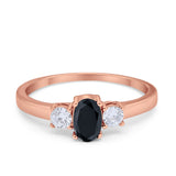 Solitaire Engagement Ring Oval Simulated Cubic Zirconia 925 Sterling Silver