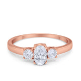 Solitaire Engagement Ring Oval Simulated Cubic Zirconia 925 Sterling Silver