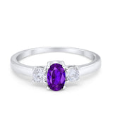 Solitaire Engagement Ring Oval Simulated Cubic Zirconia 925 Sterling Silver