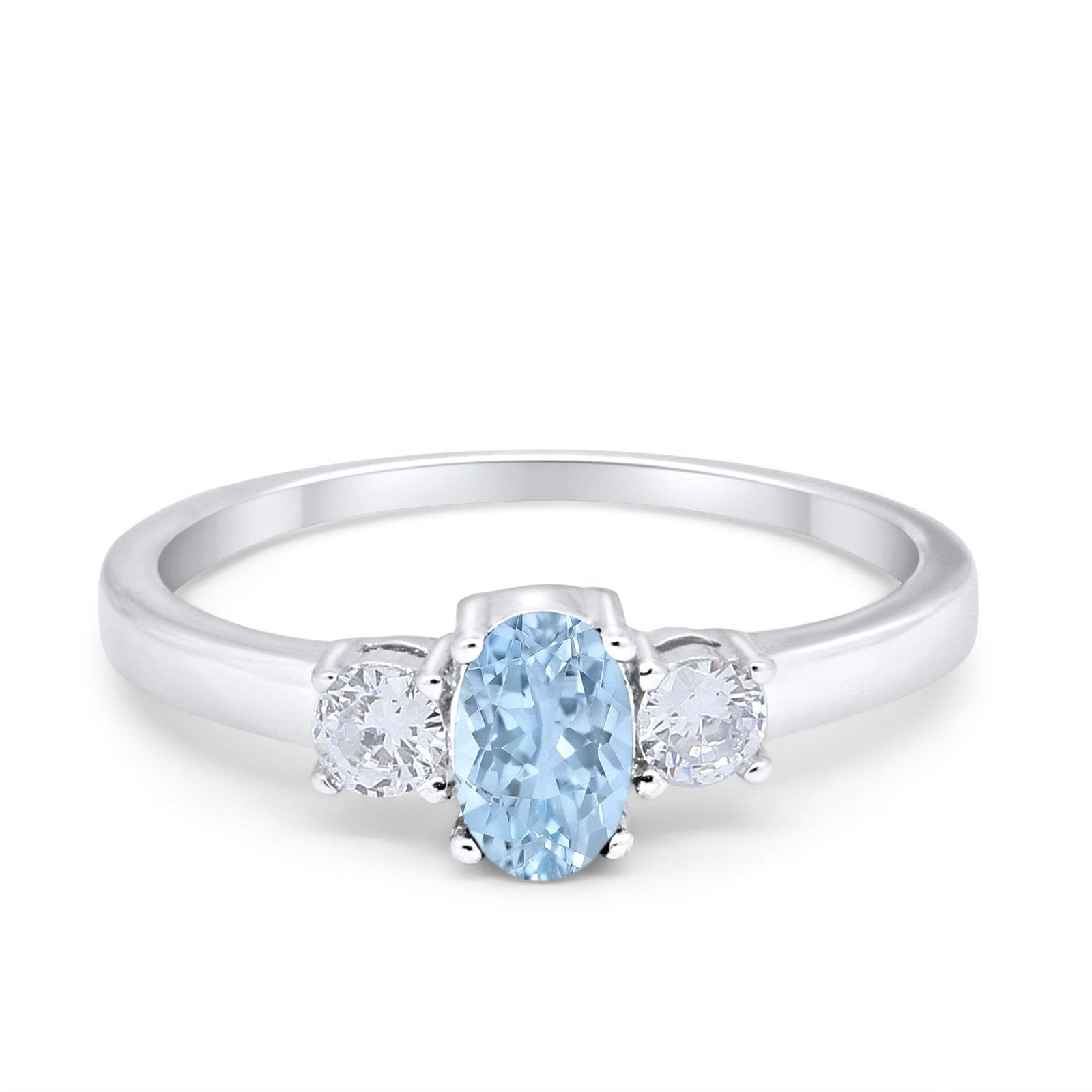 Solitaire Engagement Ring Oval Simulated Cubic Zirconia 925 Sterling Silver
