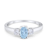 Solitaire Engagement Ring Oval Simulated Cubic Zirconia 925 Sterling Silver