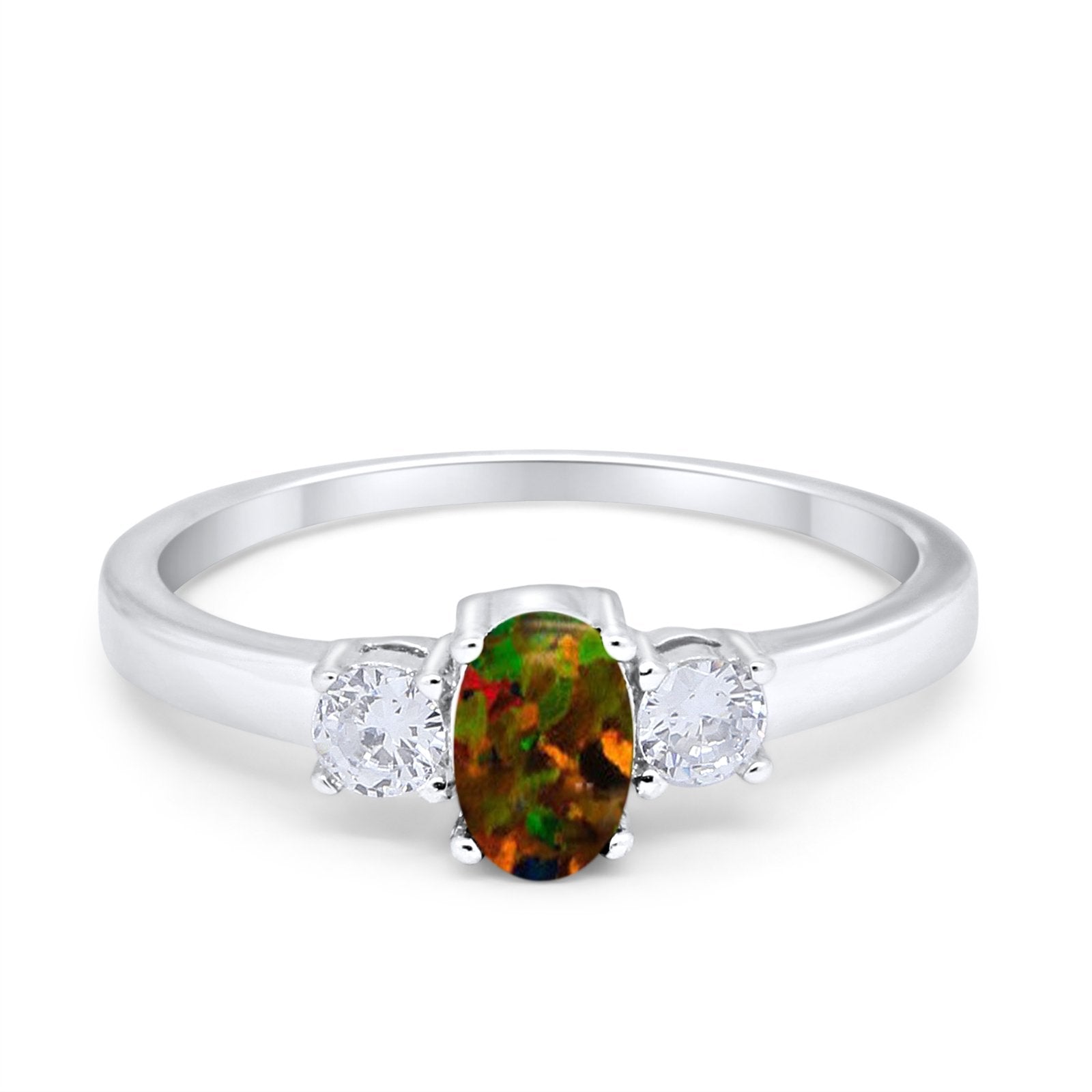 Solitaire Engagement Ring Oval Simulated Cubic Zirconia 925 Sterling Silver