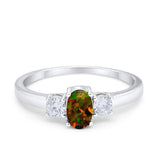 Solitaire Engagement Ring Oval Simulated Cubic Zirconia 925 Sterling Silver