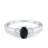 Solitaire Engagement Ring Oval Simulated Cubic Zirconia 925 Sterling Silver