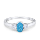 Solitaire Engagement Ring Oval Simulated Cubic Zirconia 925 Sterling Silver