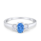 Solitaire Engagement Ring Oval Simulated Cubic Zirconia 925 Sterling Silver