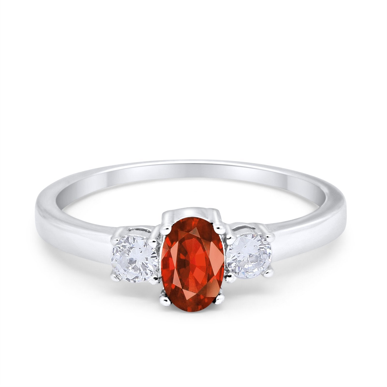Solitaire Engagement Ring Oval Simulated Cubic Zirconia 925 Sterling Silver