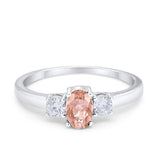 Solitaire Engagement Ring Oval Simulated Cubic Zirconia 925 Sterling Silver