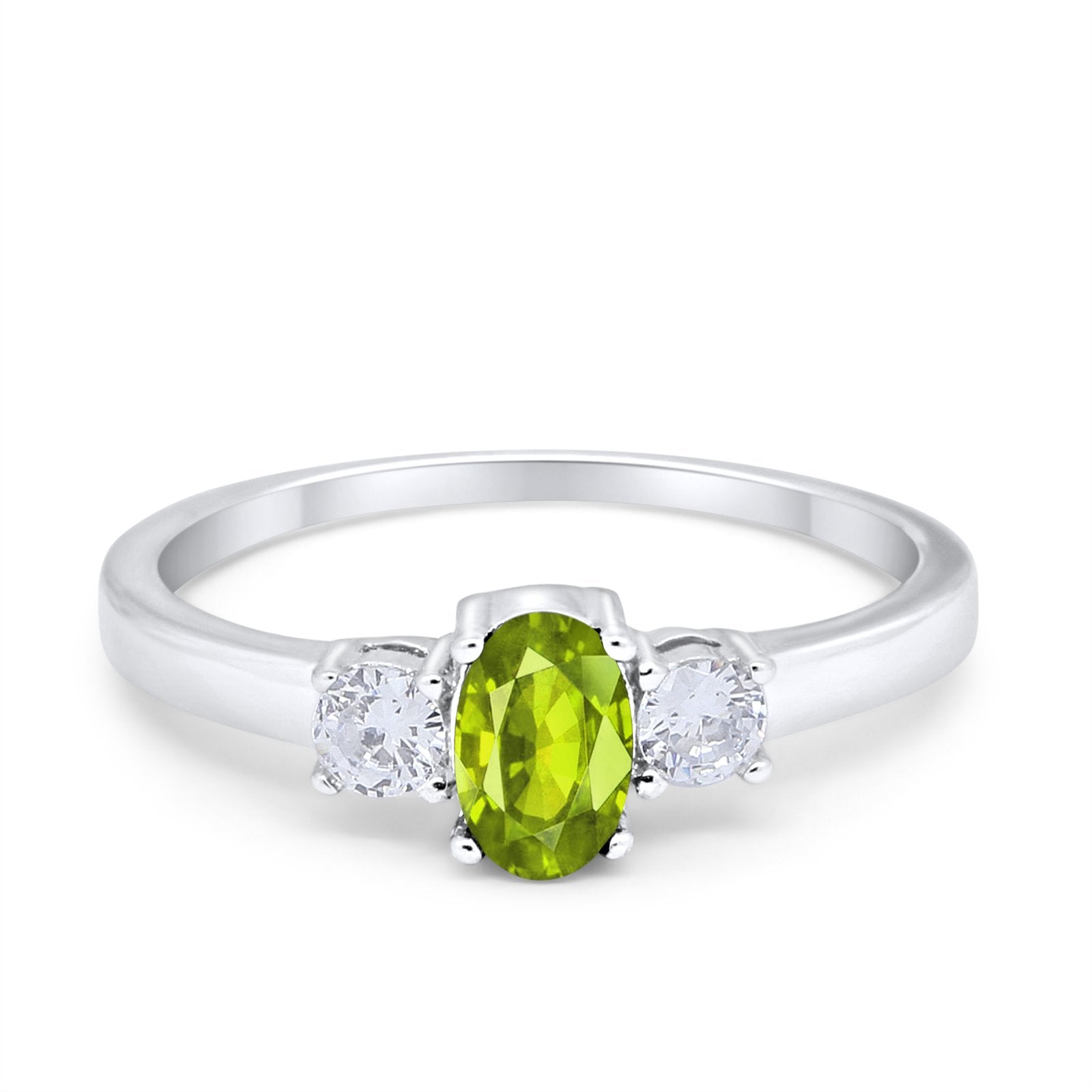 Solitaire Engagement Ring Oval Simulated Cubic Zirconia 925 Sterling Silver