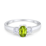 Solitaire Engagement Ring Oval Simulated Cubic Zirconia 925 Sterling Silver