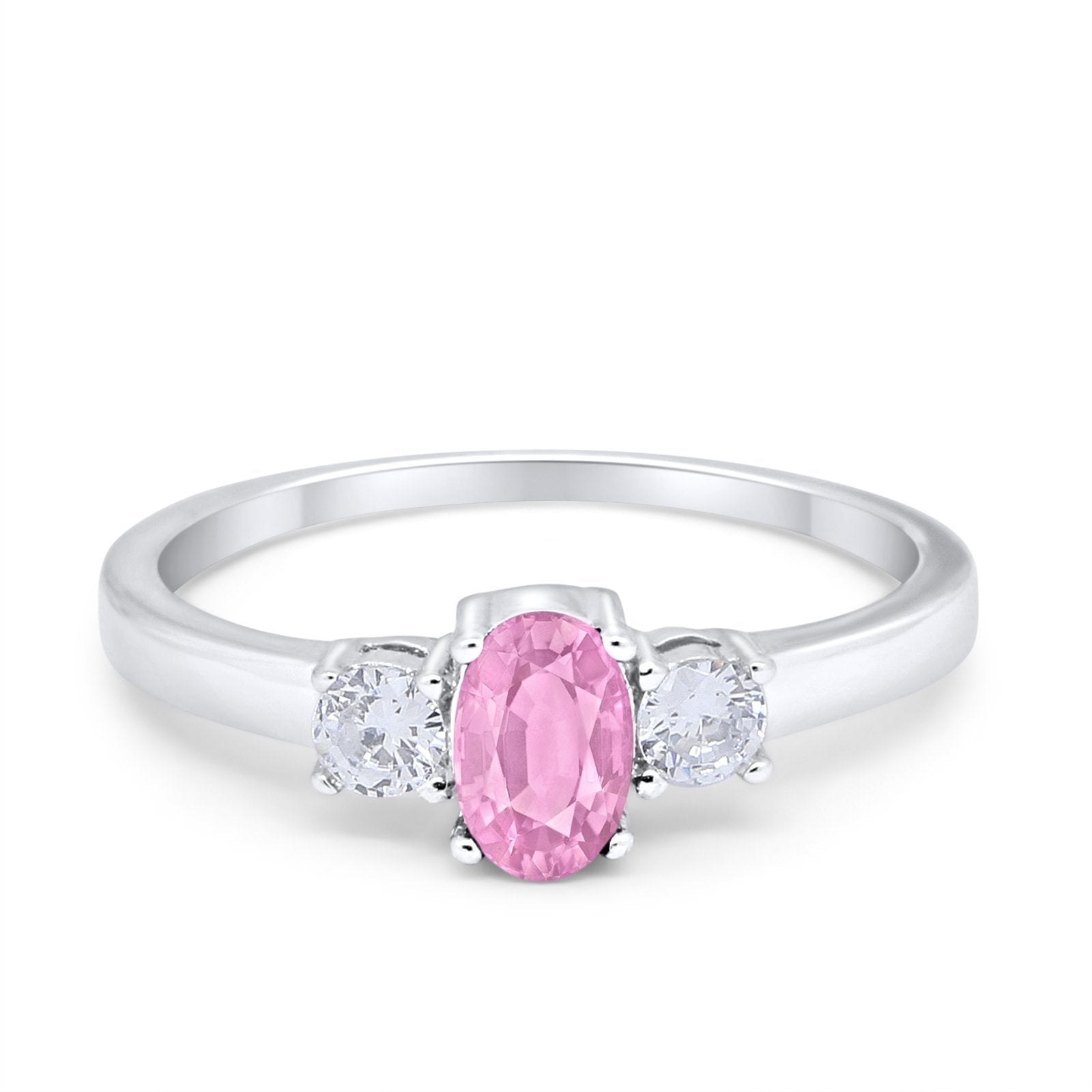 Solitaire Engagement Ring Oval Simulated Cubic Zirconia 925 Sterling Silver