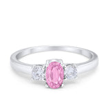 Solitaire Engagement Ring Oval Simulated Cubic Zirconia 925 Sterling Silver
