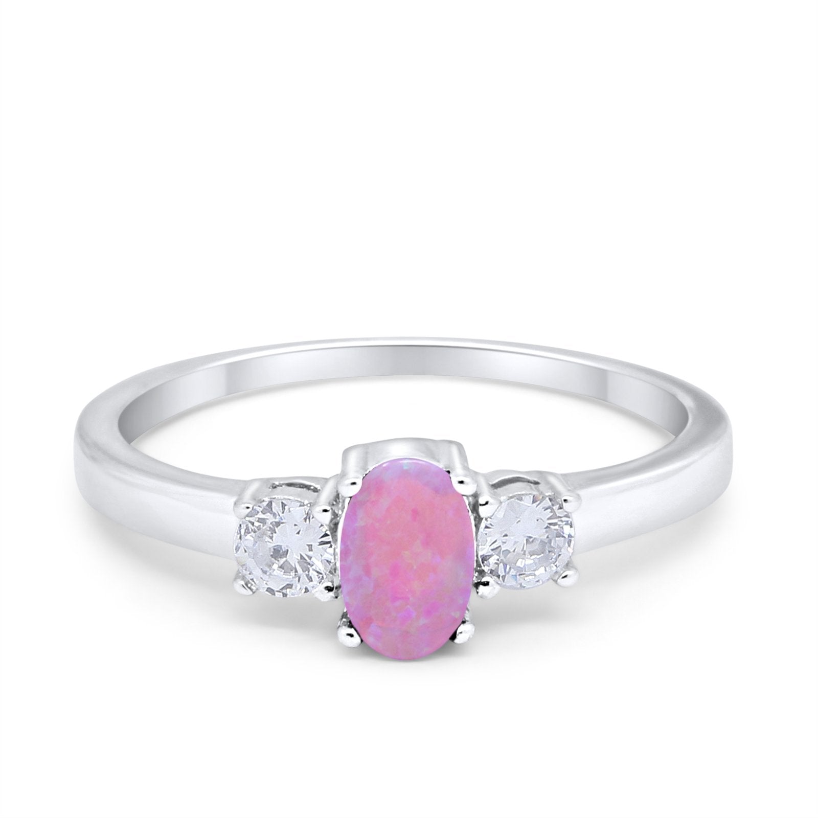 Solitaire Engagement Ring Oval Simulated Cubic Zirconia 925 Sterling Silver