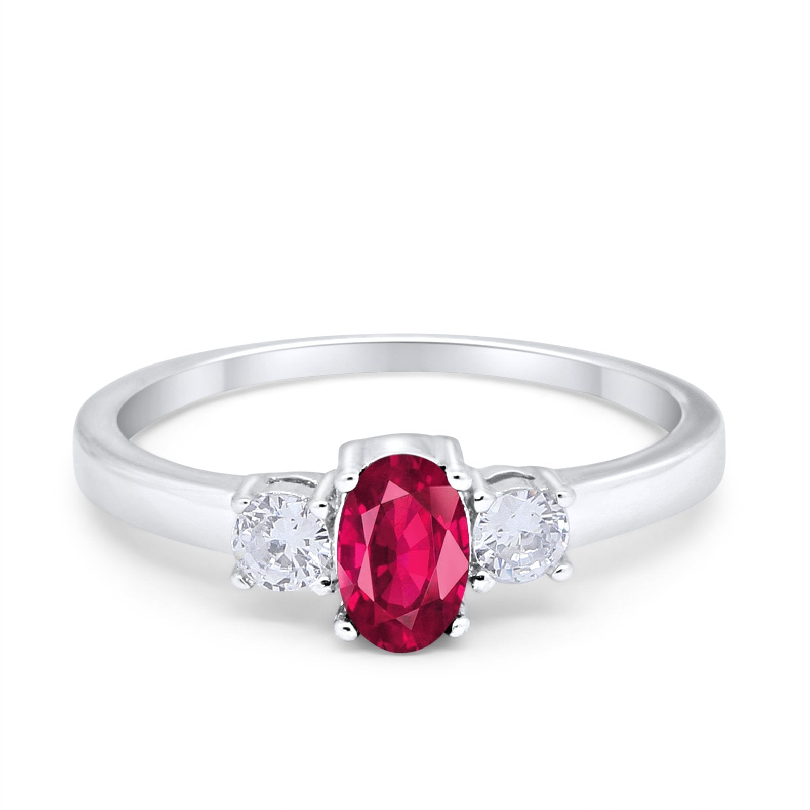Solitaire Engagement Ring Oval Simulated Cubic Zirconia 925 Sterling Silver
