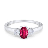 Solitaire Engagement Ring Oval Simulated Cubic Zirconia 925 Sterling Silver