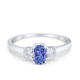 Solitaire Engagement Ring Oval Simulated Cubic Zirconia 925 Sterling Silver