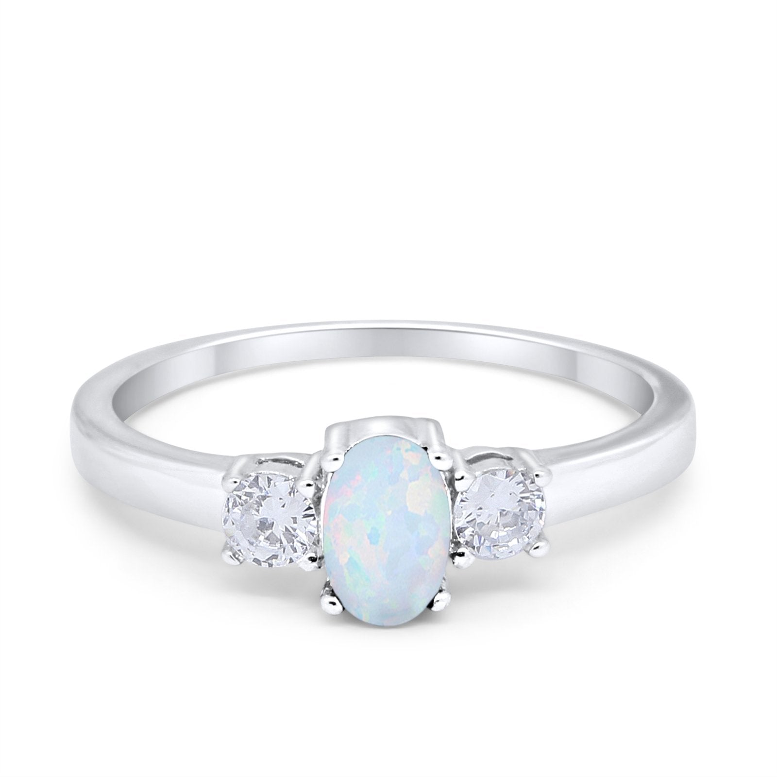 Solitaire Engagement Ring Oval Simulated Cubic Zirconia 925 Sterling Silver