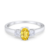 Solitaire Engagement Ring Oval Simulated Cubic Zirconia 925 Sterling Silver