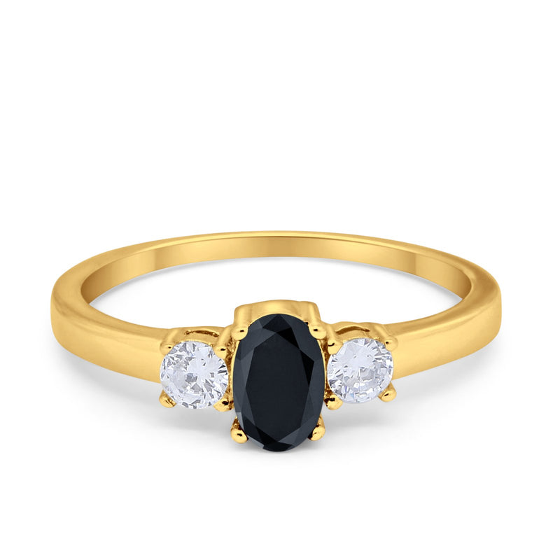 Solitaire Engagement Ring Oval Simulated Cubic Zirconia 925 Sterling Silver