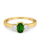 Solitaire Engagement Ring Oval Simulated Cubic Zirconia 925 Sterling Silver