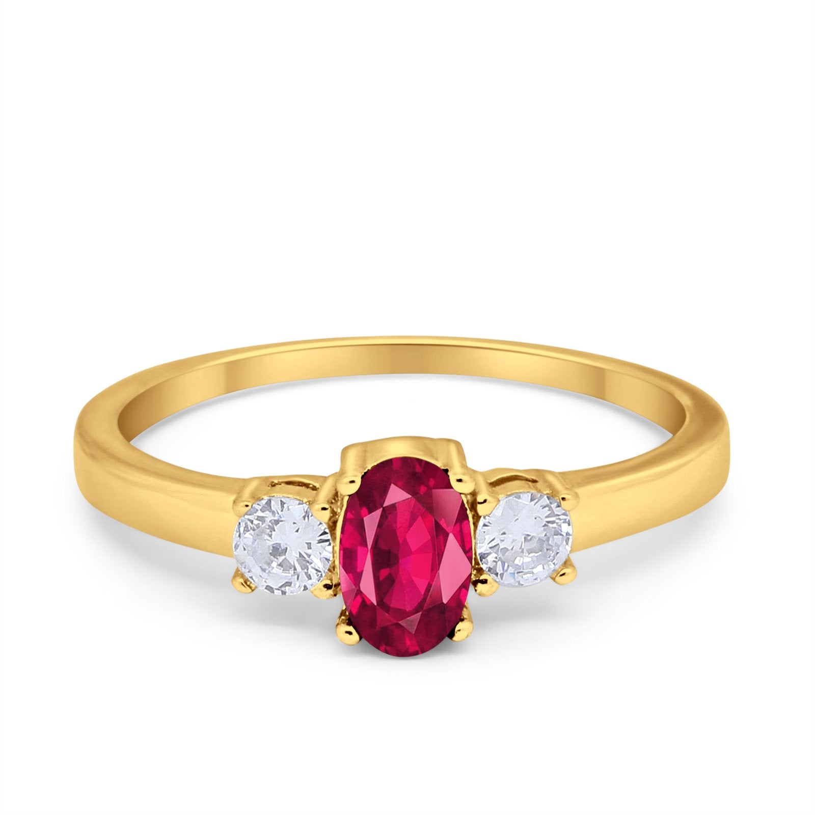 Solitaire Engagement Ring Oval Simulated Cubic Zirconia 925 Sterling Silver