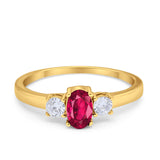 Solitaire Engagement Ring Oval Simulated Cubic Zirconia 925 Sterling Silver
