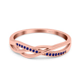 Infinity Twisted Half Eternity Wedding Band Ring Round Simulated Cubic Zirconia 925 Sterling Silver