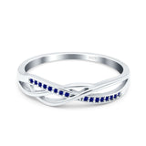 Infinity Twisted Half Eternity Wedding Band Ring Round Simulated Cubic Zirconia 925 Sterling Silver