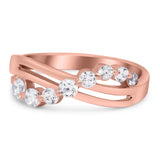 Journey Ring Round Eternity Simulated Cubic Zirconia 925 Sterling Silver