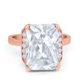 Engagement Ring Radiant Cut Simulated Cubic Zirconia 925 Sterling Silver