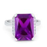 Engagement Ring Radiant Cut Simulated Cubic Zirconia 925 Sterling Silver