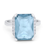 Engagement Ring Radiant Cut Simulated Cubic Zirconia 925 Sterling Silver