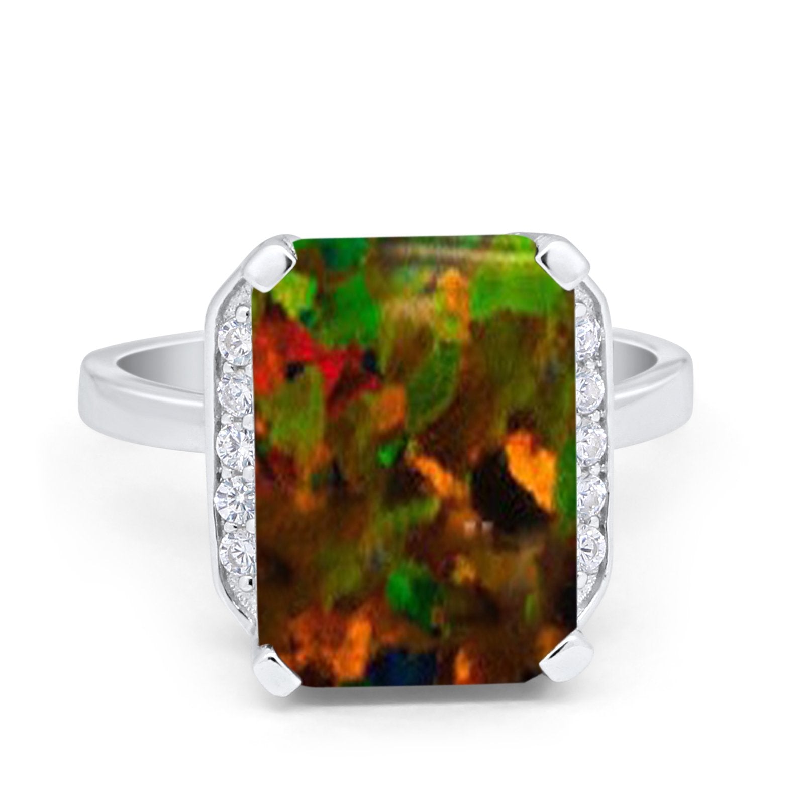 Engagement Ring Radiant Cut Simulated Cubic Zirconia 925 Sterling Silver
