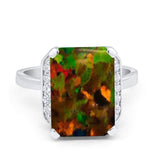 Engagement Ring Radiant Cut Simulated Cubic Zirconia 925 Sterling Silver