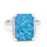 Engagement Ring Radiant Cut Simulated Cubic Zirconia 925 Sterling Silver