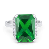 Engagement Ring Radiant Cut Simulated Cubic Zirconia 925 Sterling Silver