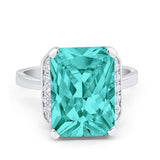 Engagement Ring Radiant Cut Simulated Cubic Zirconia 925 Sterling Silver