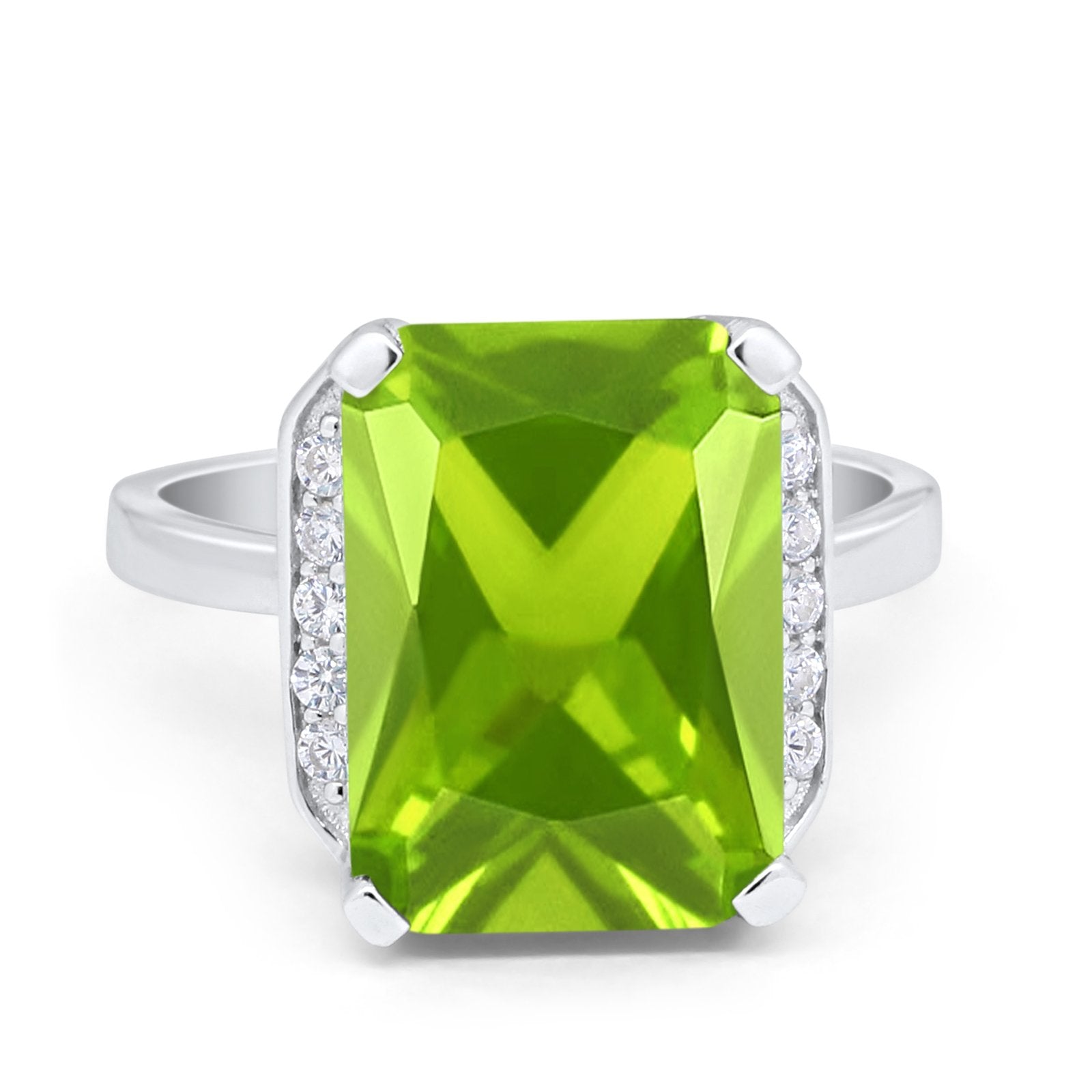 Engagement Ring Radiant Cut Simulated Cubic Zirconia 925 Sterling Silver