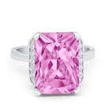 Engagement Ring Radiant Cut Simulated Cubic Zirconia 925 Sterling Silver