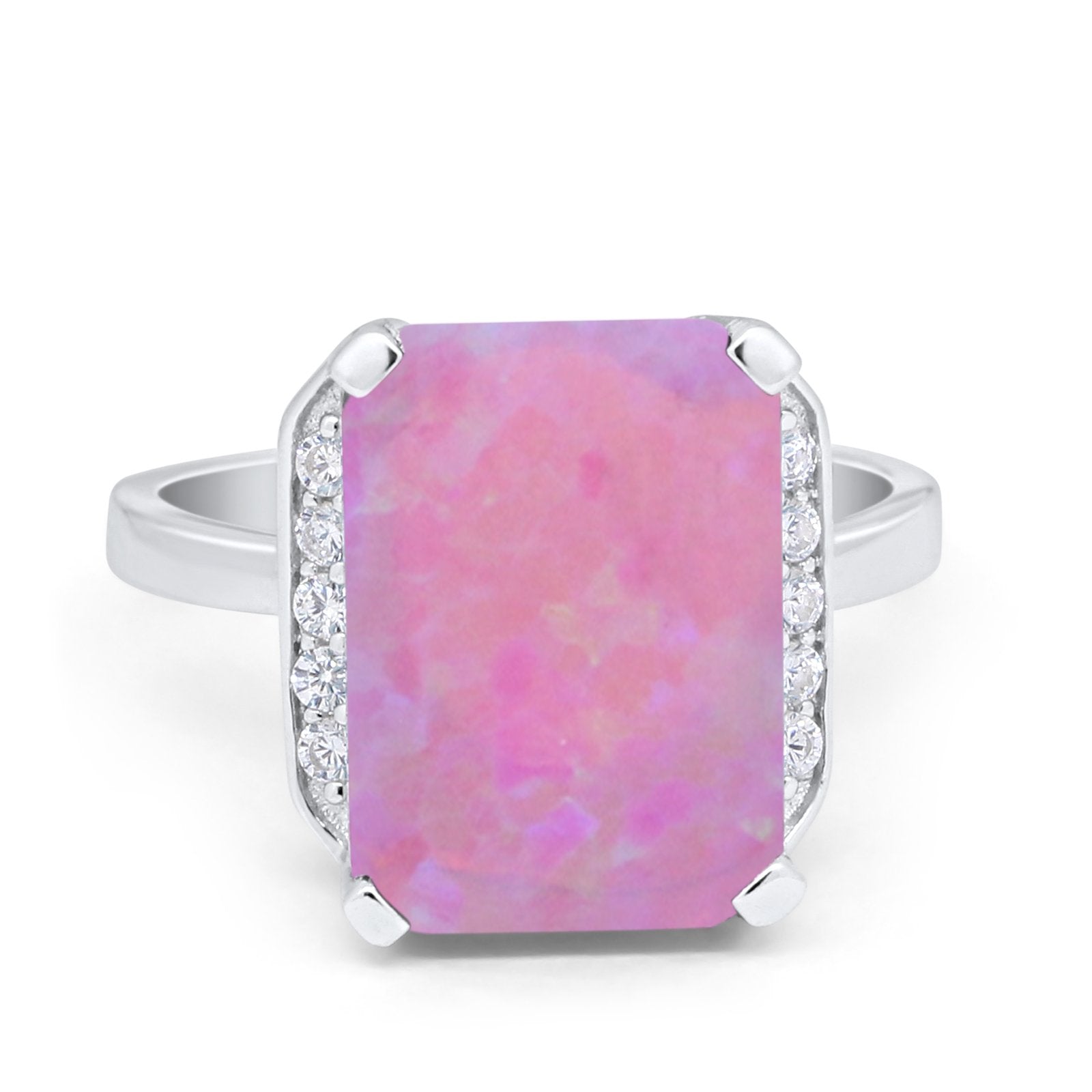 Engagement Ring Radiant Cut Simulated Cubic Zirconia 925 Sterling Silver