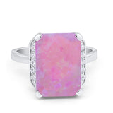 Engagement Ring Radiant Cut Simulated Cubic Zirconia 925 Sterling Silver