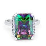 Engagement Ring Radiant Cut Simulated Cubic Zirconia 925 Sterling Silver