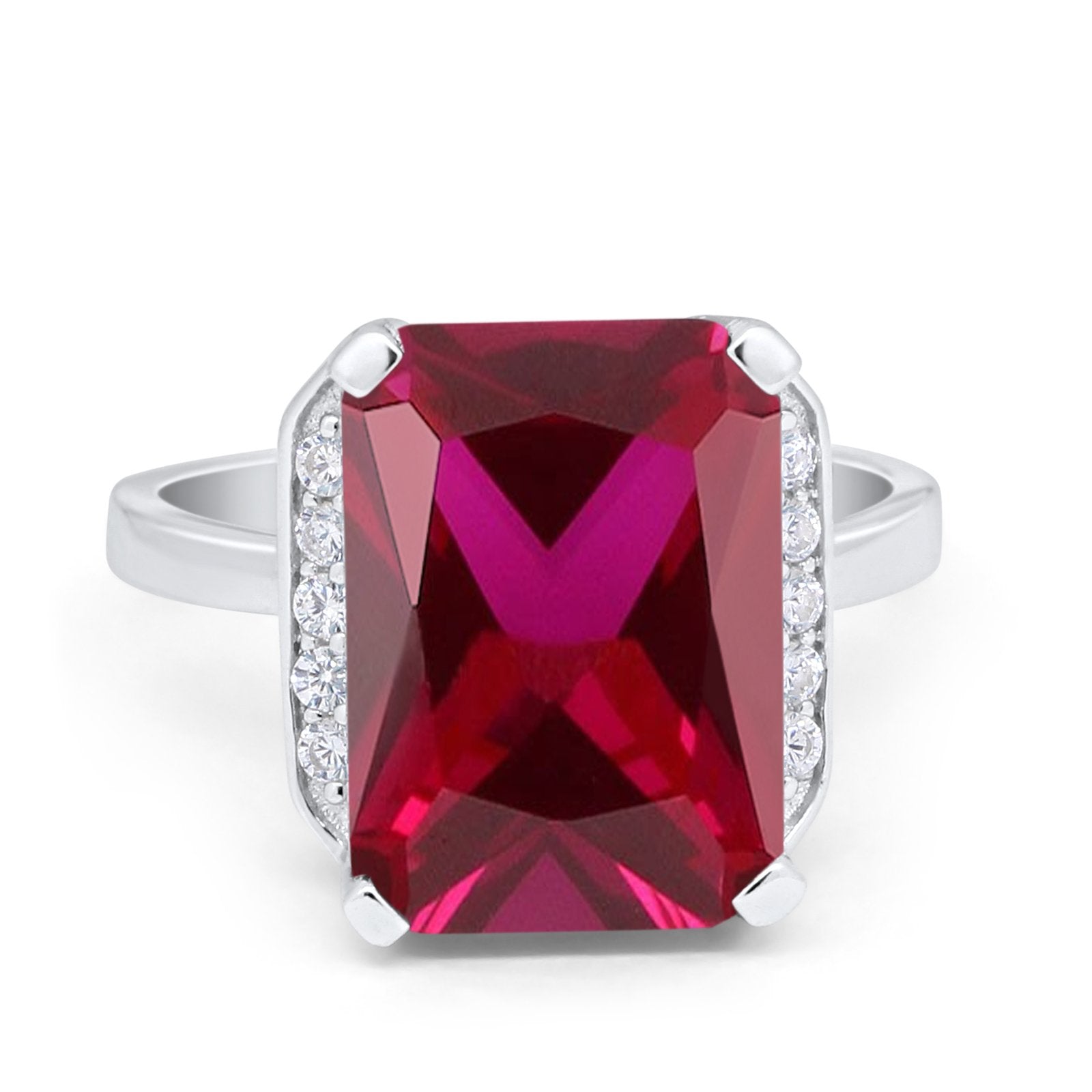 Engagement Ring Radiant Cut Simulated Cubic Zirconia 925 Sterling Silver