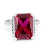 Engagement Ring Radiant Cut Simulated Cubic Zirconia 925 Sterling Silver