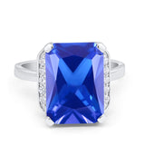 Engagement Ring Radiant Cut Simulated Cubic Zirconia 925 Sterling Silver