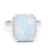 Engagement Ring Radiant Cut Simulated Cubic Zirconia 925 Sterling Silver
