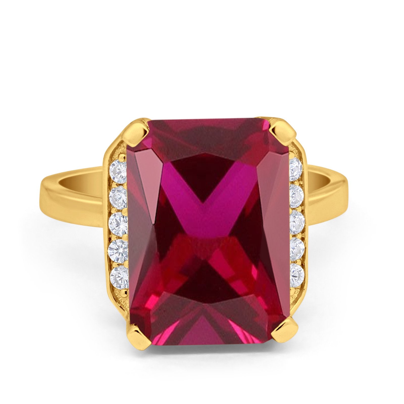 Engagement Ring Radiant Cut Simulated Cubic Zirconia 925 Sterling Silver