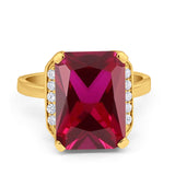 Engagement Ring Radiant Cut Simulated Cubic Zirconia 925 Sterling Silver